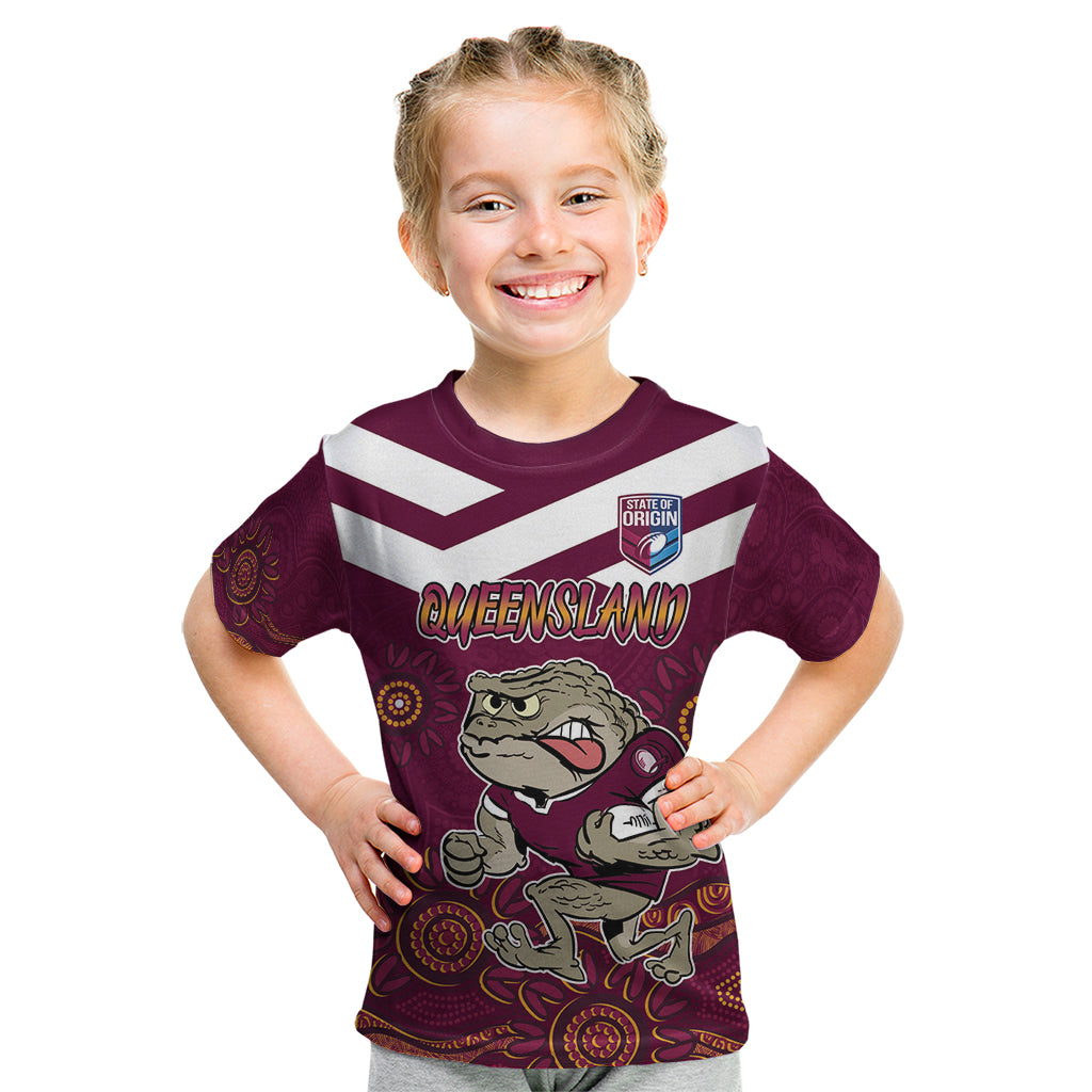 Custom QLD Maroons Cane Toad Blooded Aboriginal Inspired Kid T Shirt