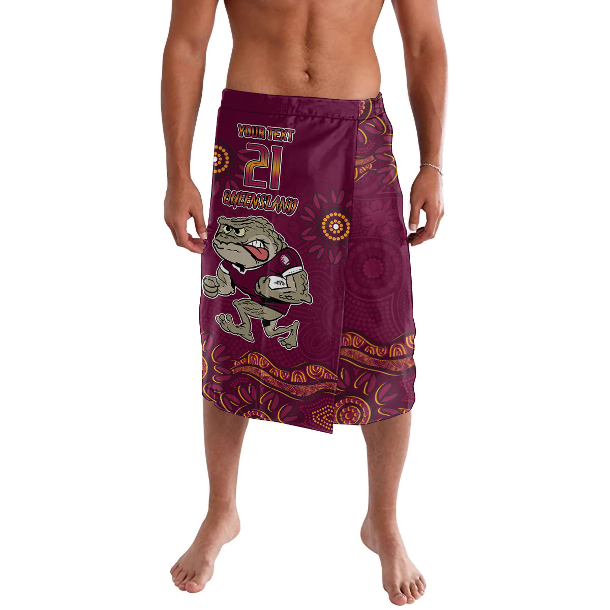 Custom QLD Maroons Cane Toad Blooded Aboriginal Inspired Lavalava