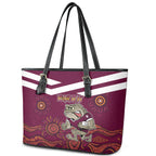 Custom QLD Maroons Cane Toad Blooded Aboriginal Inspired Leather Tote Bag