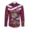 Custom QLD Maroons Cane Toad Blooded Aboriginal Inspired Long Sleeve Button Shirt