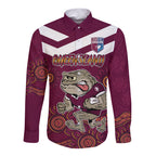 Custom QLD Maroons Cane Toad Blooded Aboriginal Inspired Long Sleeve Button Shirt