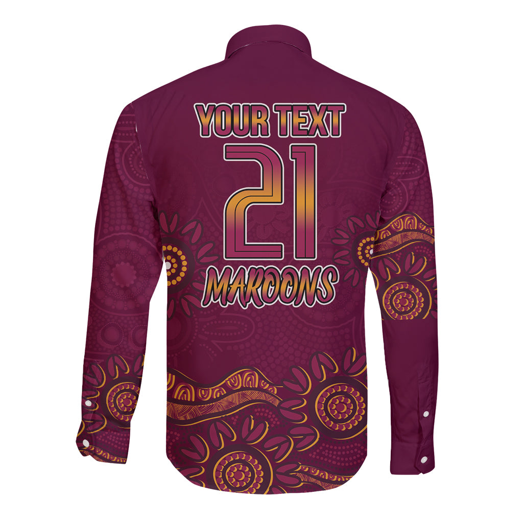 Custom QLD Maroons Cane Toad Blooded Aboriginal Inspired Long Sleeve Button Shirt