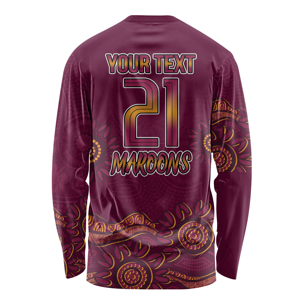 Custom QLD Maroons Cane Toad Blooded Aboriginal Inspired Long Sleeve Shirt