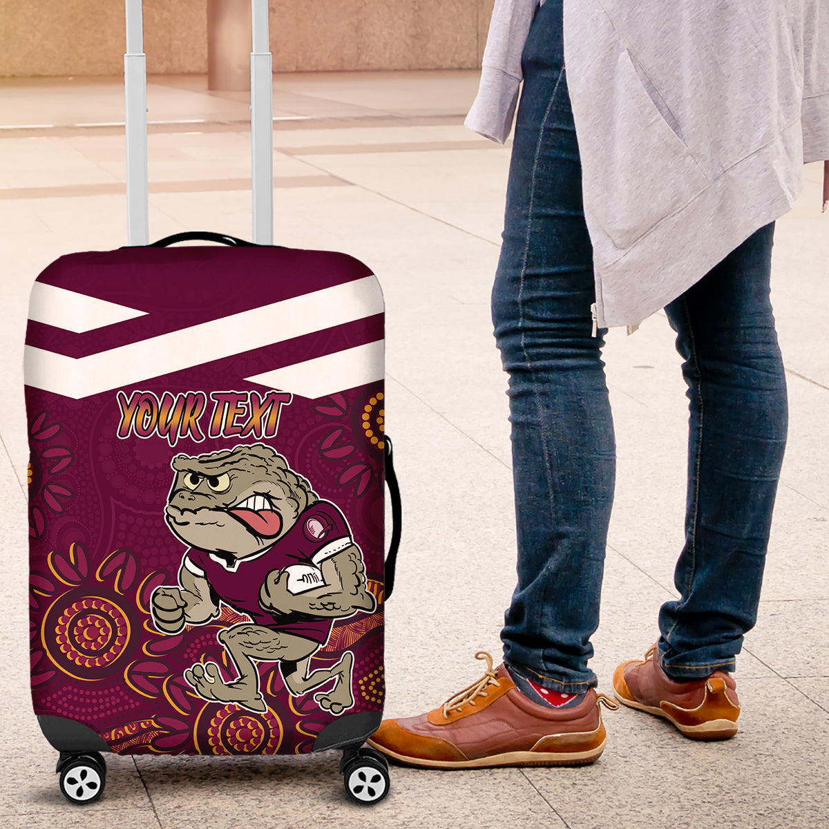 Custom QLD Maroons Cane Toad Blooded Aboriginal Inspired Luggage Cover