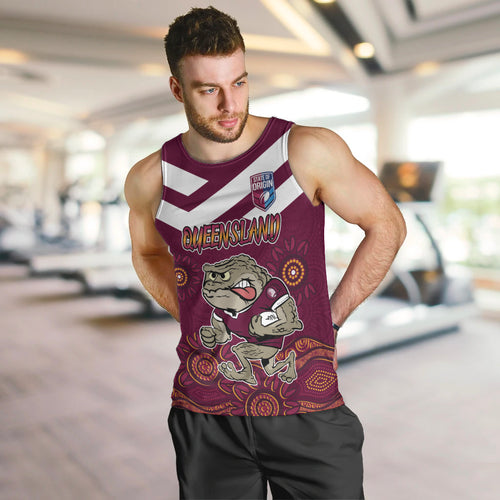 Custom QLD Maroons Cane Toad Blooded Aboriginal Inspired Men Tank Top