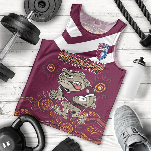 Custom QLD Maroons Cane Toad Blooded Aboriginal Inspired Men Tank Top