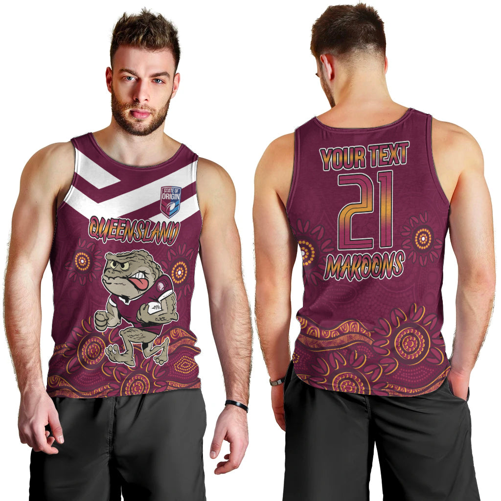 Custom QLD Maroons Cane Toad Blooded Aboriginal Inspired Men Tank Top