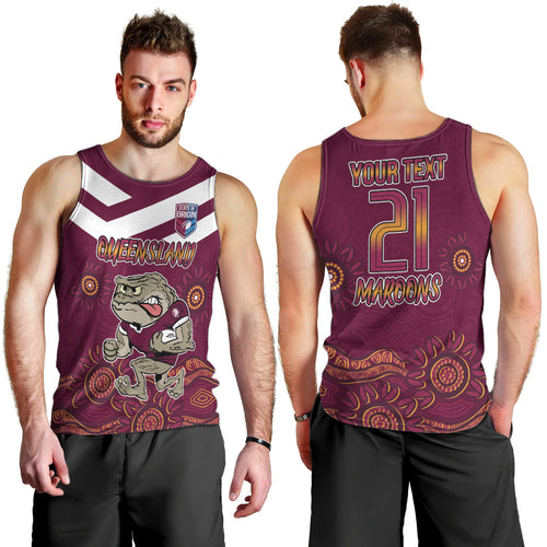 Custom QLD Maroons Cane Toad Blooded Aboriginal Inspired Men Tank Top