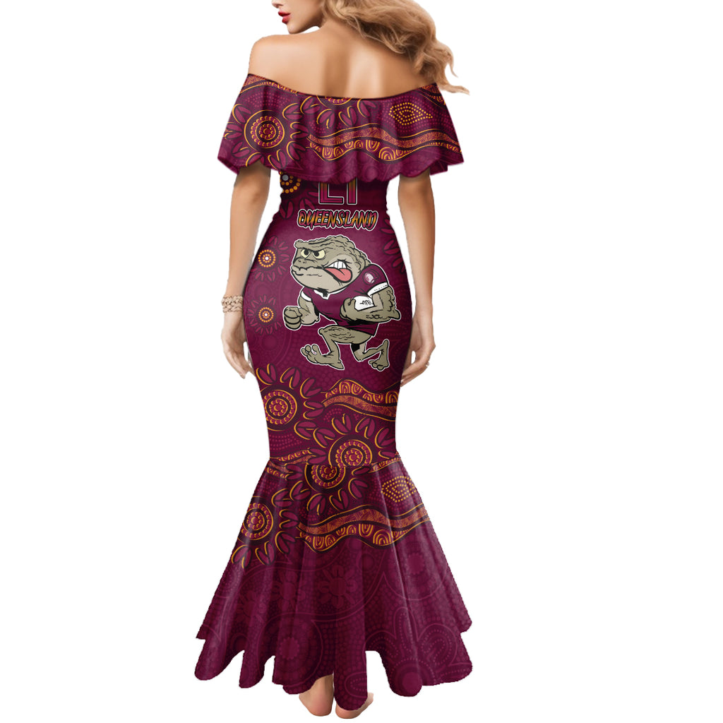 Custom QLD Maroons Cane Toad Blooded Aboriginal Inspired Mermaid Dress