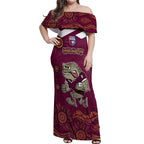 Custom QLD Maroons Cane Toad Blooded Aboriginal Inspired Off Shoulder Maxi Dress