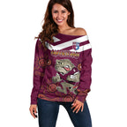 Custom QLD Maroons Cane Toad Blooded Aboriginal Inspired Off Shoulder Sweater