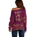 Custom QLD Maroons Cane Toad Blooded Aboriginal Inspired Off Shoulder Sweater