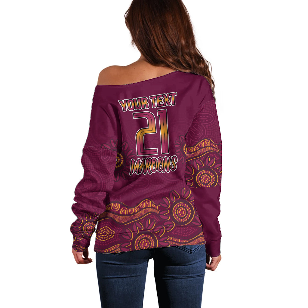 Custom QLD Maroons Cane Toad Blooded Aboriginal Inspired Off Shoulder Sweater