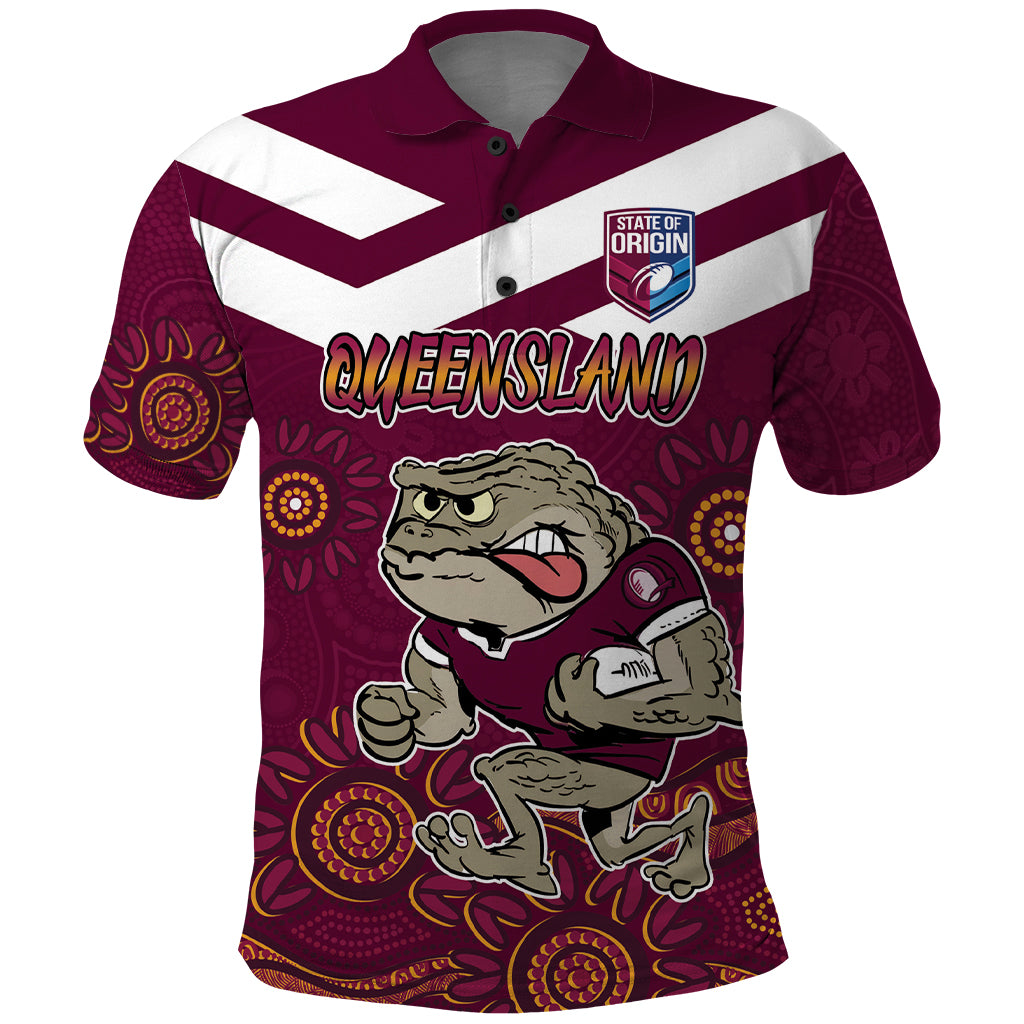 Custom QLD Maroons Cane Toad Blooded Aboriginal Inspired Polo Shirt