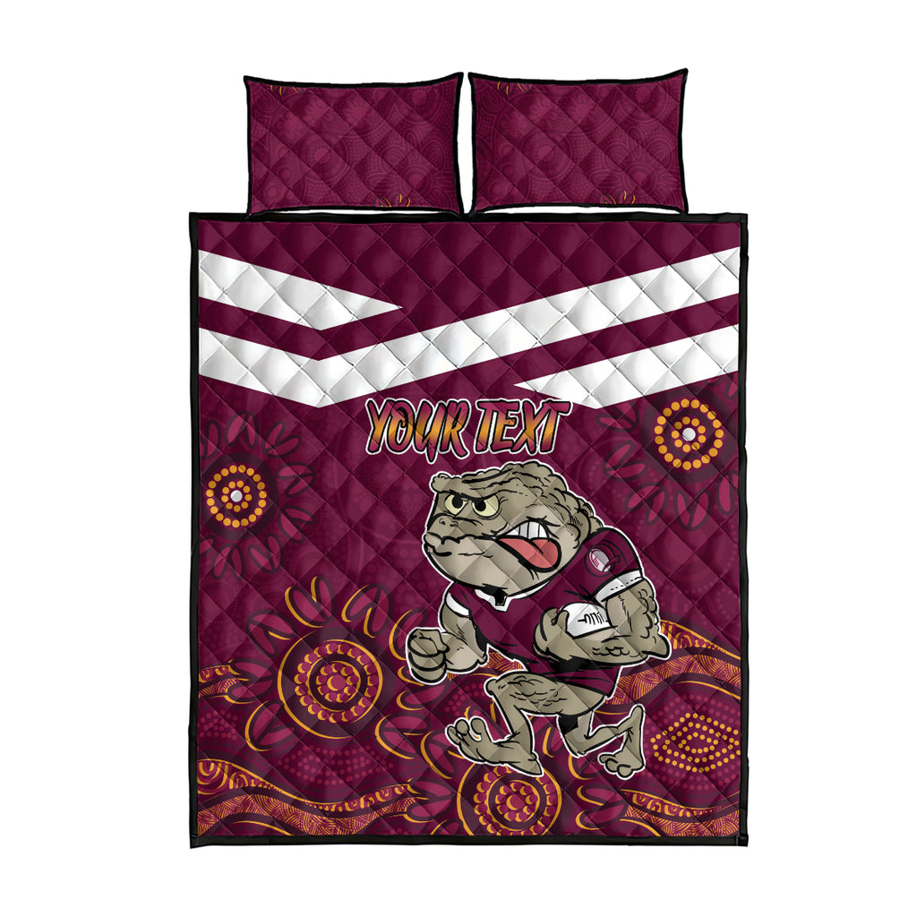 Custom QLD Maroons Cane Toad Blooded Aboriginal Inspired Quilt Bed Set