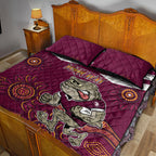 Custom QLD Maroons Cane Toad Blooded Aboriginal Inspired Quilt Bed Set