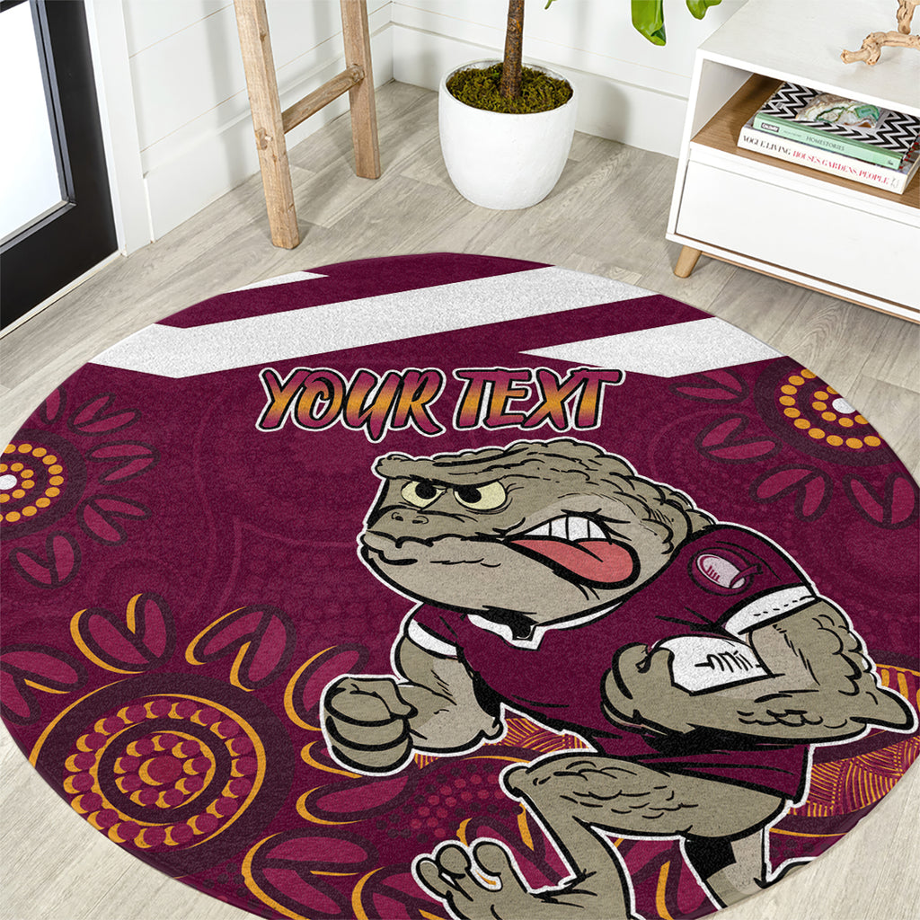 Custom QLD Maroons Cane Toad Blooded Aboriginal Inspired Round Carpet
