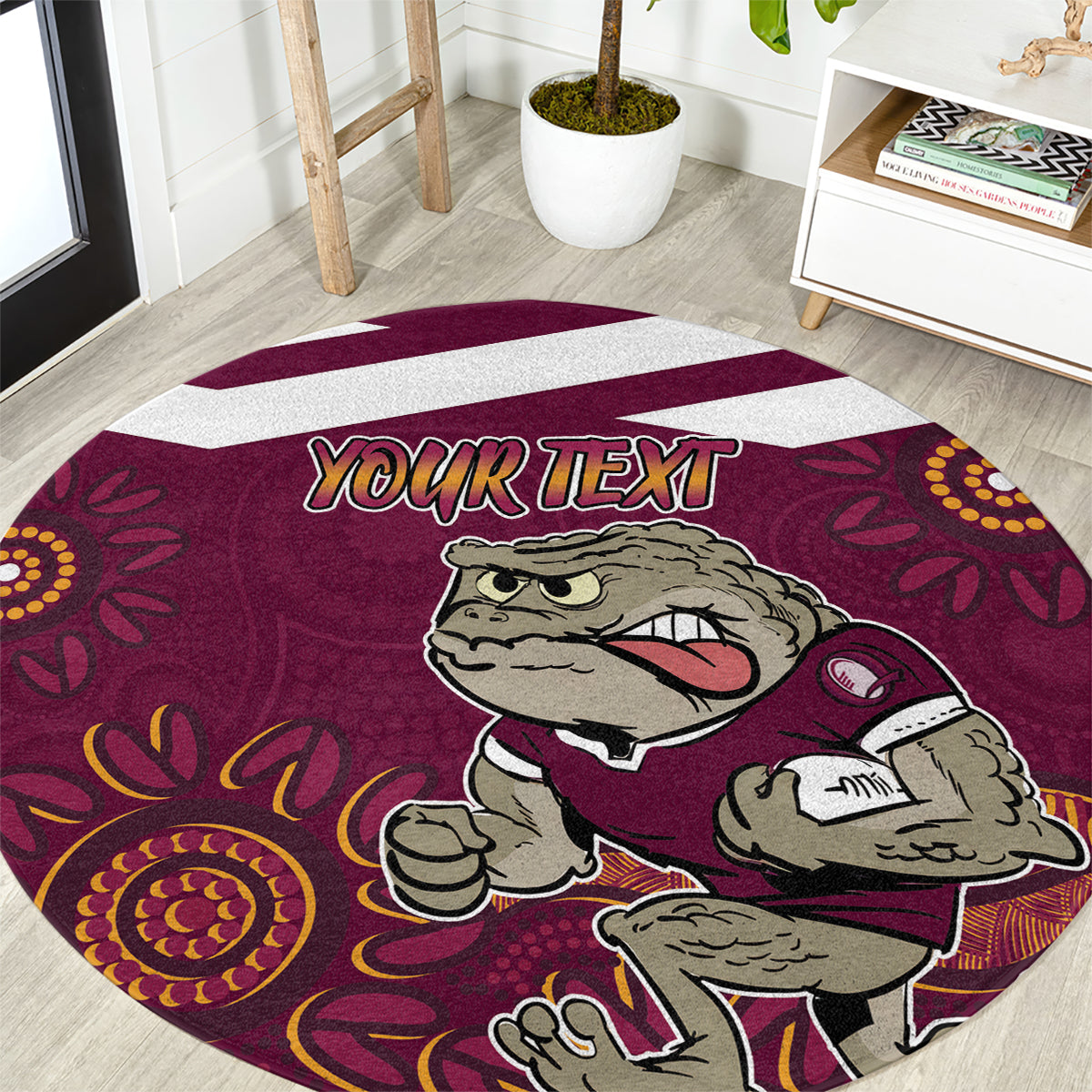 Custom QLD Maroons Cane Toad Blooded Aboriginal Inspired Round Carpet
