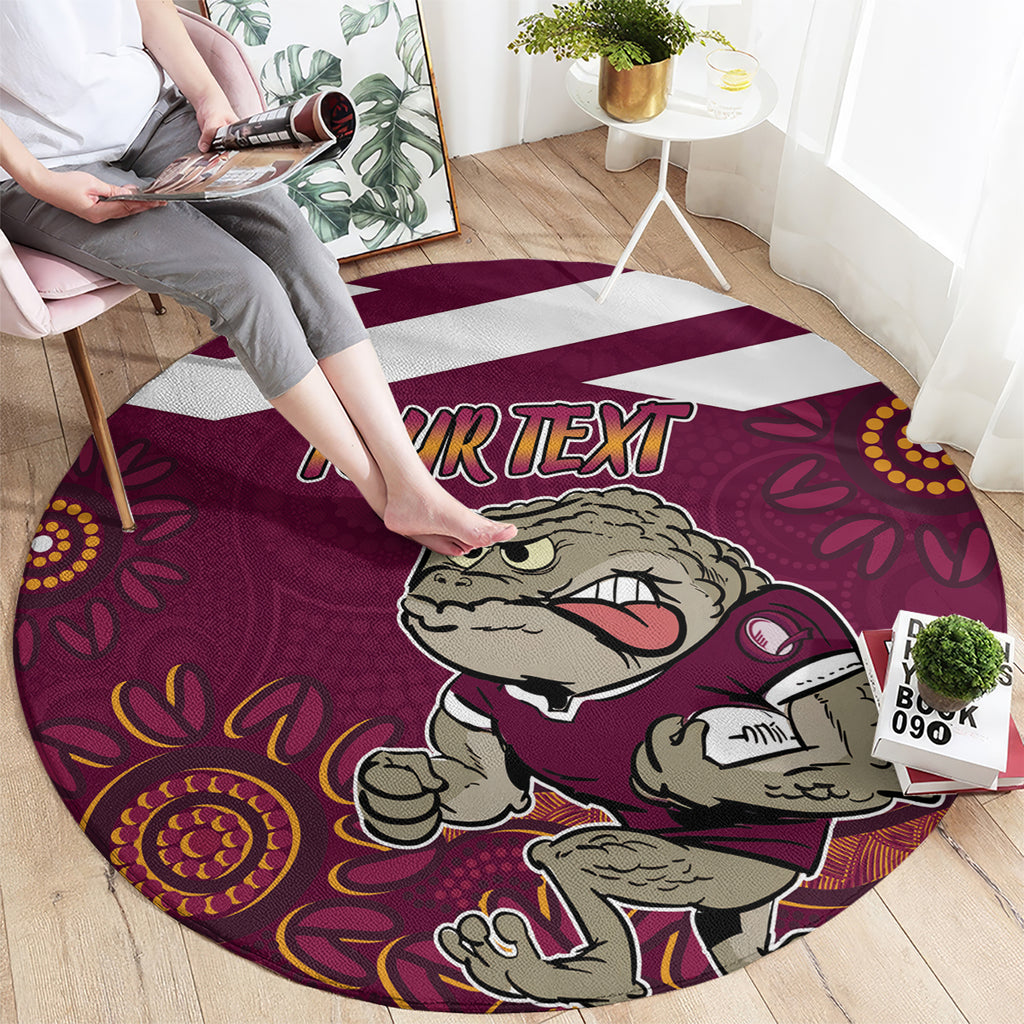 Custom QLD Maroons Cane Toad Blooded Aboriginal Inspired Round Carpet