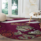 Custom QLD Maroons Cane Toad Blooded Aboriginal Inspired Round Carpet