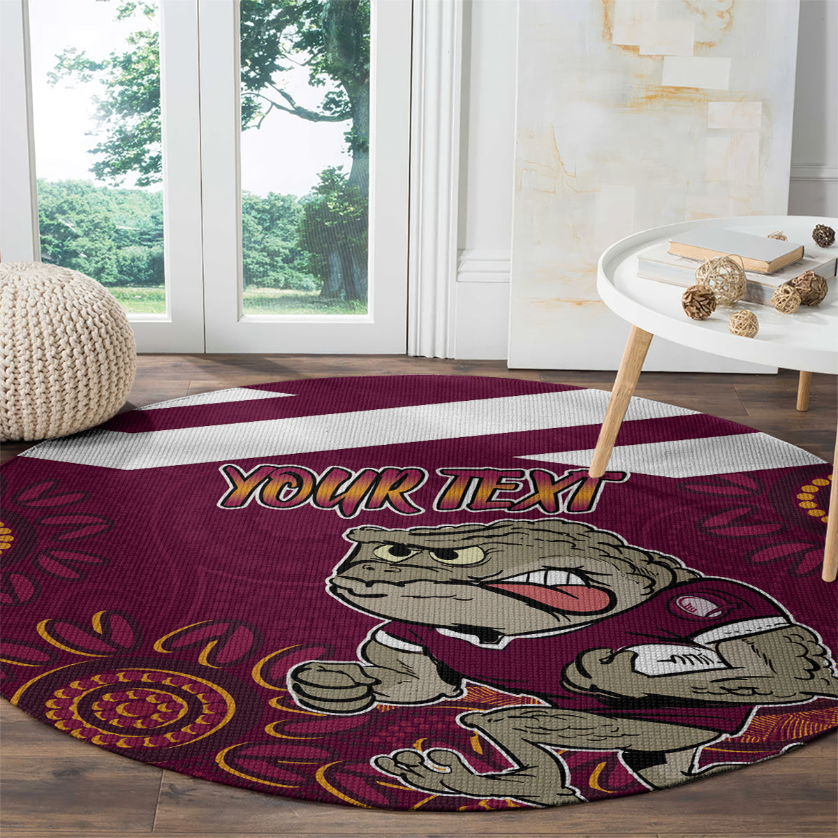 Custom QLD Maroons Cane Toad Blooded Aboriginal Inspired Round Carpet