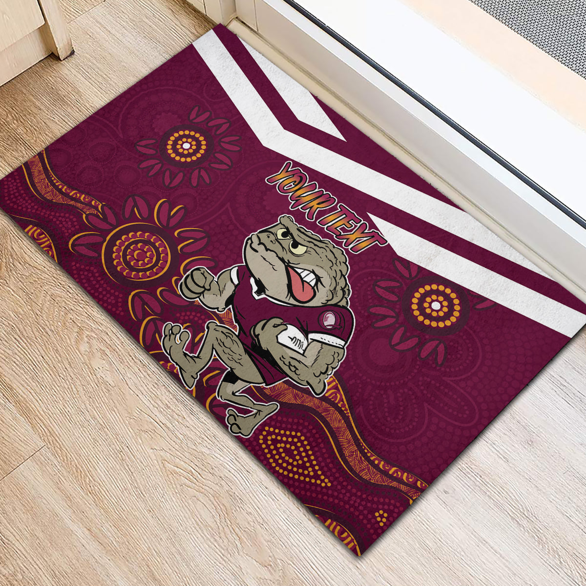 Custom QLD Maroons Cane Toad Blooded Aboriginal Inspired Rubber Doormat