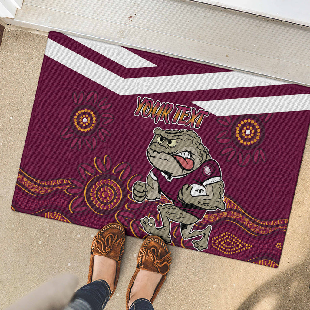 Custom QLD Maroons Cane Toad Blooded Aboriginal Inspired Rubber Doormat