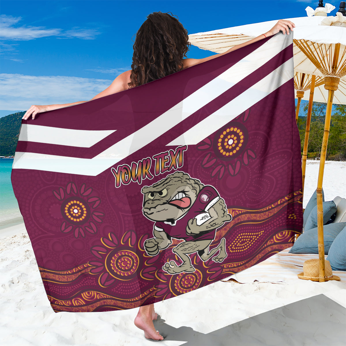 Custom QLD Maroons Cane Toad Blooded Aboriginal Inspired Sarong
