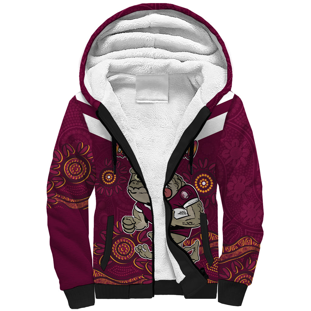 Custom QLD Maroons Cane Toad Blooded Aboriginal Inspired Sherpa Hoodie
