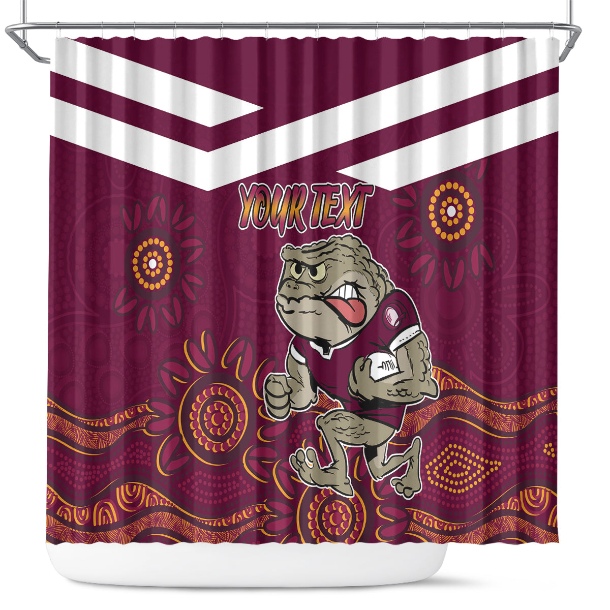 Custom QLD Maroons Cane Toad Blooded Aboriginal Inspired Shower Curtain