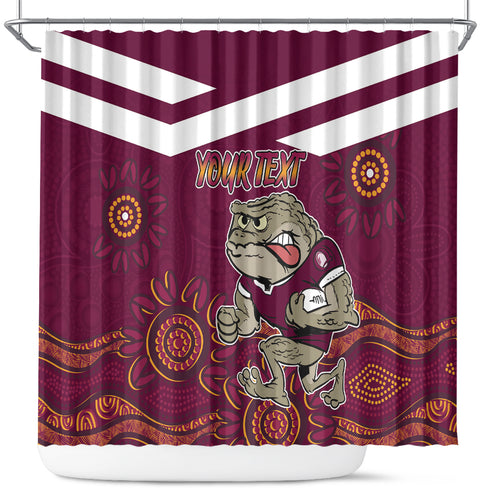 Custom QLD Maroons Cane Toad Blooded Aboriginal Inspired Shower Curtain