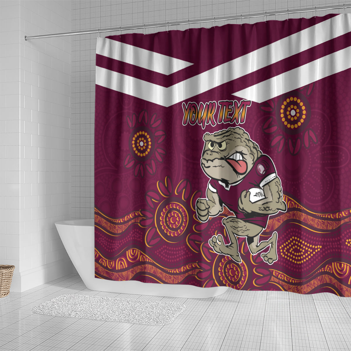 Custom QLD Maroons Cane Toad Blooded Aboriginal Inspired Shower Curtain