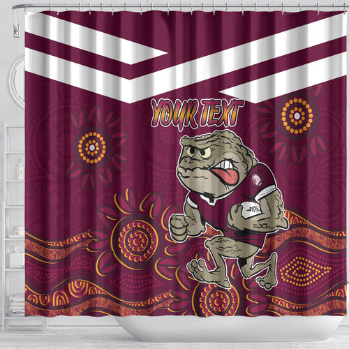Custom QLD Maroons Cane Toad Blooded Aboriginal Inspired Shower Curtain