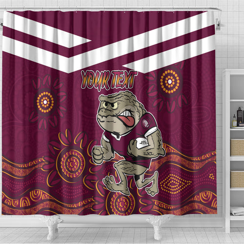 Custom QLD Maroons Cane Toad Blooded Aboriginal Inspired Shower Curtain