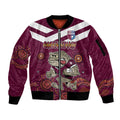 Custom QLD Maroons Cane Toad Blooded Aboriginal Inspired Sleeve Zip Bomber Jacket