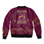 Custom QLD Maroons Cane Toad Blooded Aboriginal Inspired Sleeve Zip Bomber Jacket