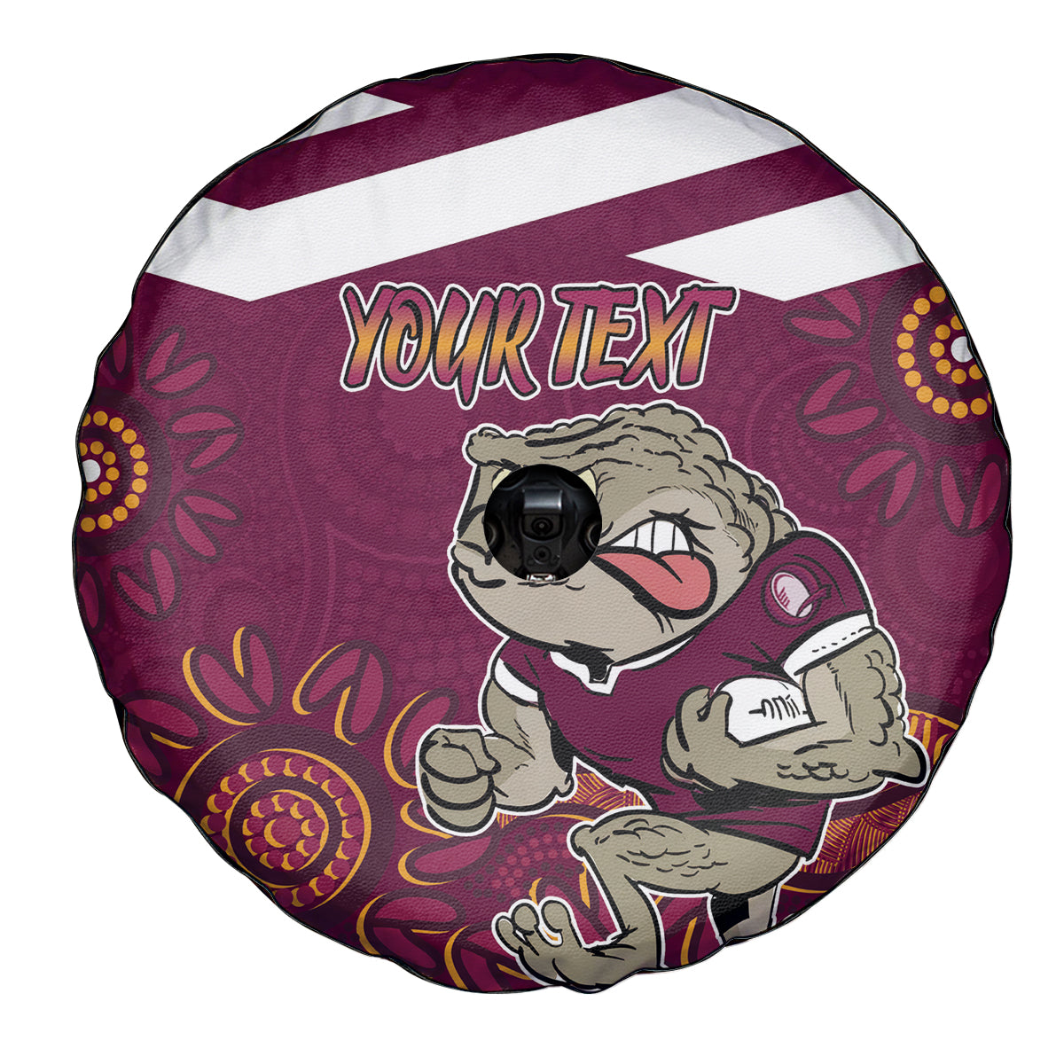 Custom QLD Maroons Cane Toad Blooded Aboriginal Inspired Spare Tire Cover