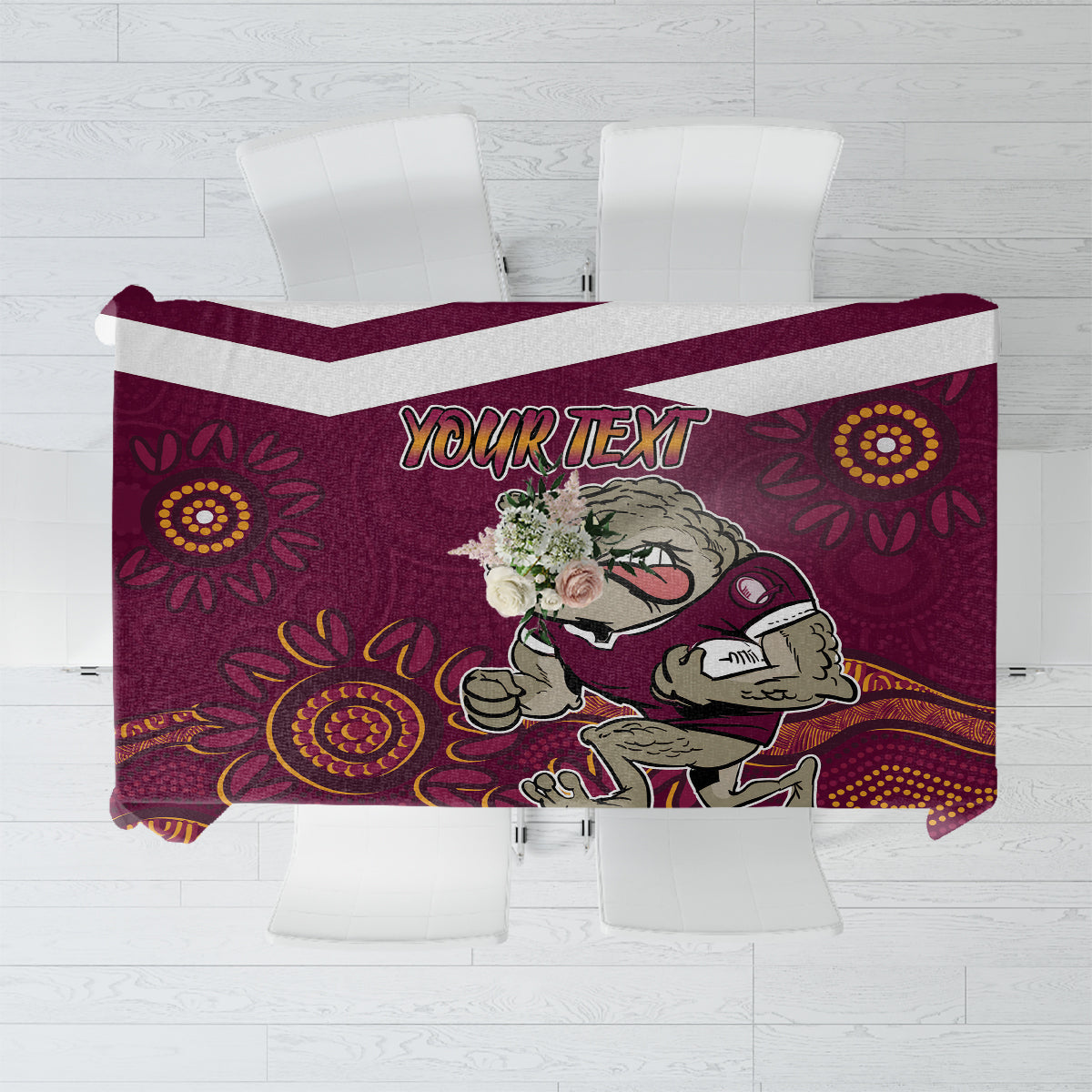 Custom QLD Maroons Cane Toad Blooded Aboriginal Inspired Tablecloth