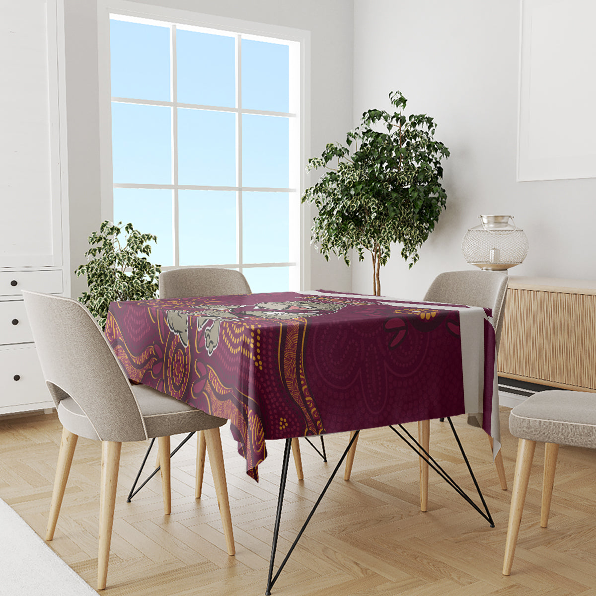 Custom QLD Maroons Cane Toad Blooded Aboriginal Inspired Tablecloth