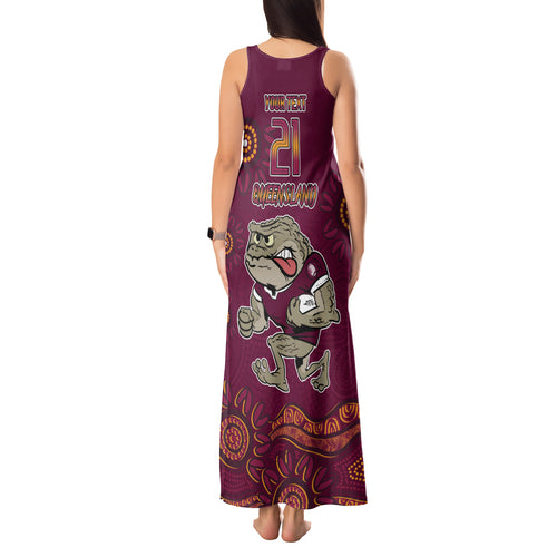 Custom QLD Maroons Cane Toad Blooded Aboriginal Inspired Tank Maxi Dress