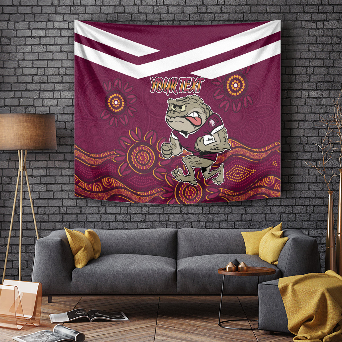 Custom QLD Maroons Cane Toad Blooded Aboriginal Inspired Tapestry