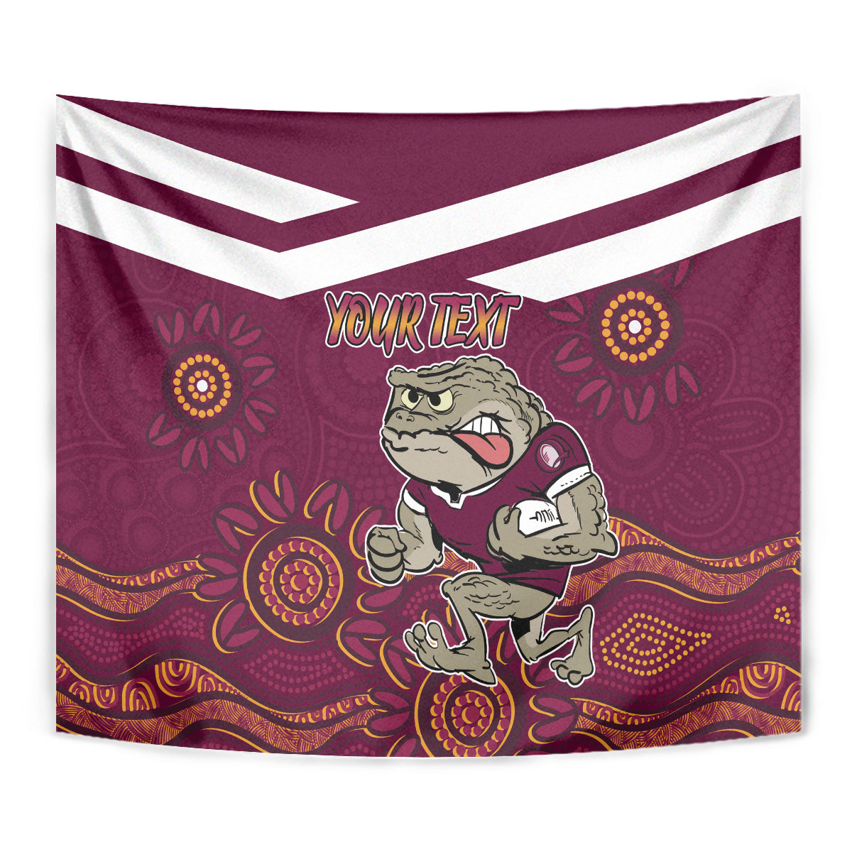 Custom QLD Maroons Cane Toad Blooded Aboriginal Inspired Tapestry