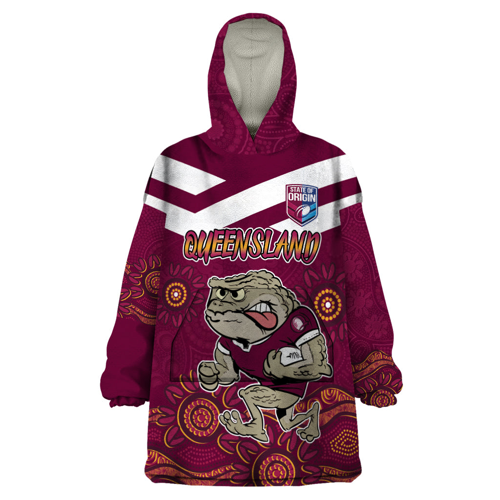 Custom QLD Maroons Cane Toad Blooded Aboriginal Inspired Wearable Blanket Hoodie