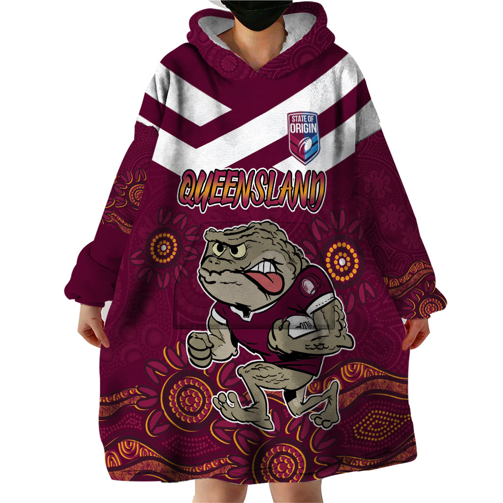 Custom QLD Maroons Cane Toad Blooded Aboriginal Inspired Wearable Blanket Hoodie
