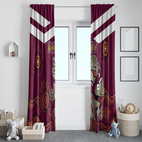 Custom QLD Maroons Cane Toad Blooded Aboriginal Inspired Window Curtain