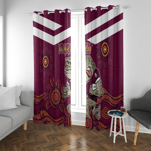 Custom QLD Maroons Cane Toad Blooded Aboriginal Inspired Window Curtain