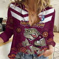 Custom QLD Maroons Cane Toad Blooded Aboriginal Inspired Women Casual Shirt