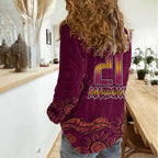 Custom QLD Maroons Cane Toad Blooded Aboriginal Inspired Women Casual Shirt