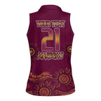 Custom QLD Maroons Cane Toad Blooded Aboriginal Inspired Women Sleeveless Polo Shirt