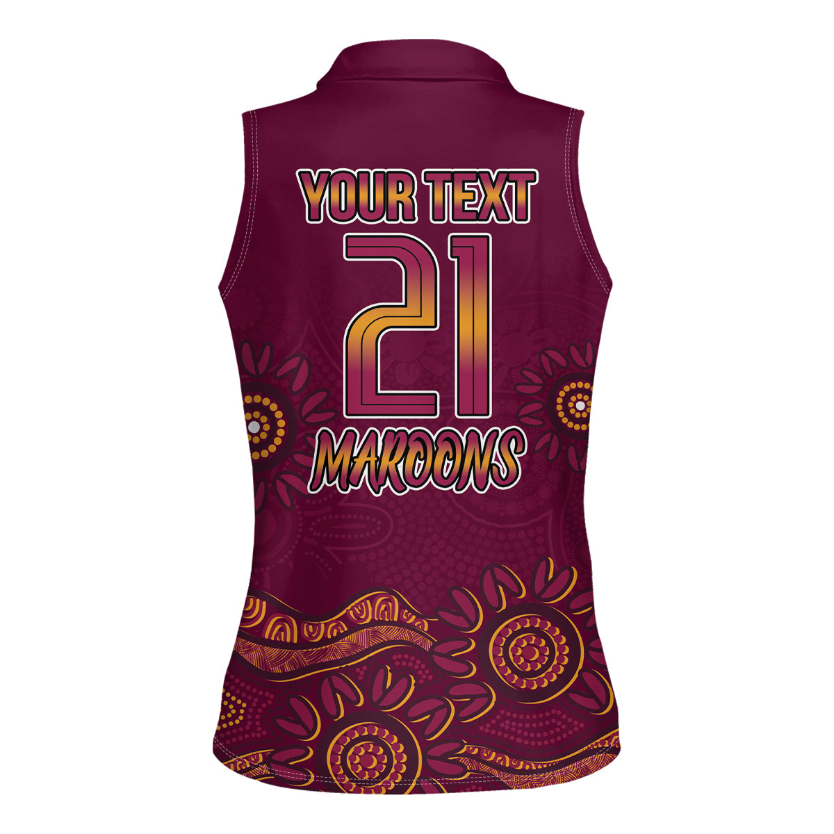 Custom QLD Maroons Cane Toad Blooded Aboriginal Inspired Women Sleeveless Polo Shirt